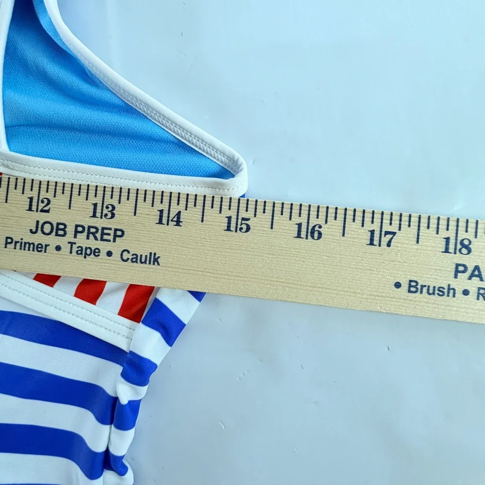 Speedo Girls One Piece Patriotic Stripe Blocked Swimsuit‎ True Cobalt Size 16